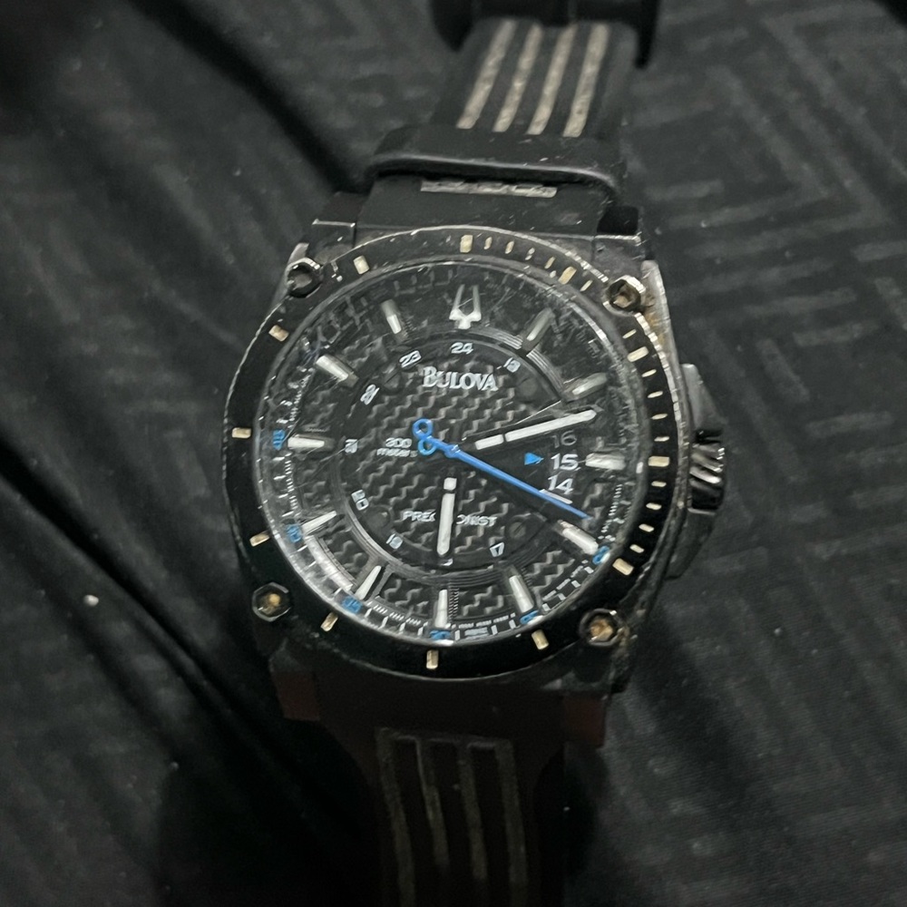 Bulova Men's Black and Blue Chronograph